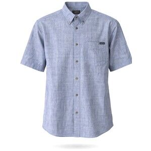 Vintage Woolrich Mens Blue Large Short Sleeve Button Down Shirt